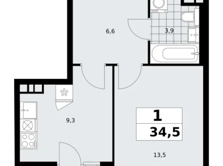 1 room apartment 35 m² poselenie Sosenskoe, Russia