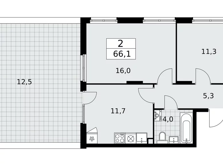 Appartement 2 chambres 66 m² poselenie Desenovskoe, Fédération de Russie