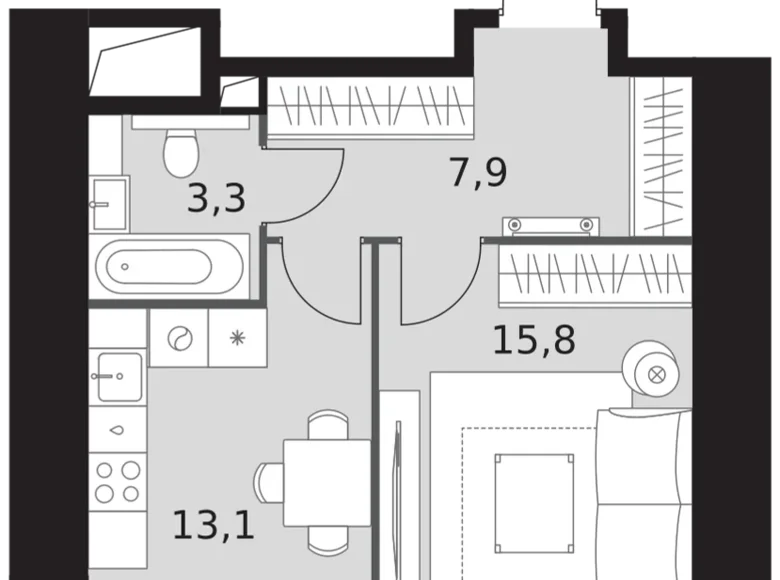 Wohnung 1 zimmer 40 m² Konkovo District, Russland