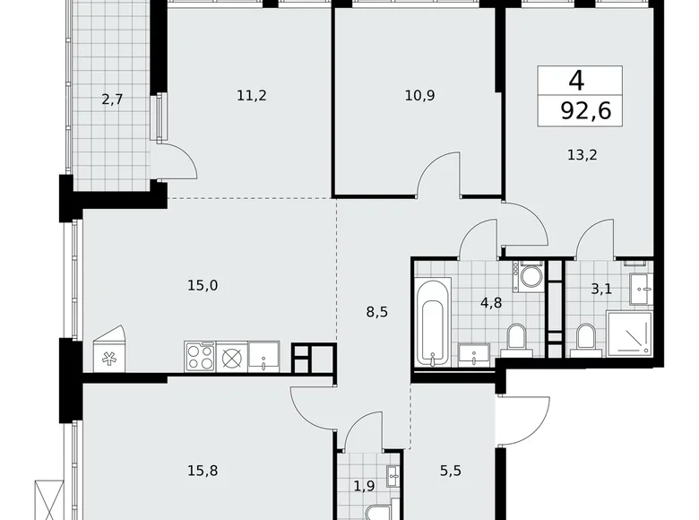 Wohnung 4 Zimmer 93 m² Moskau, Russland