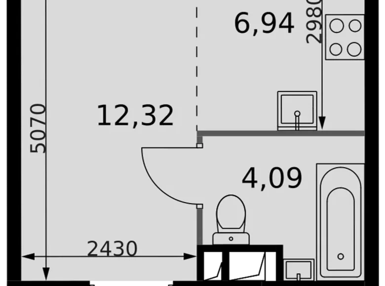 1 room studio apartment 23 m² Moscow, Russia