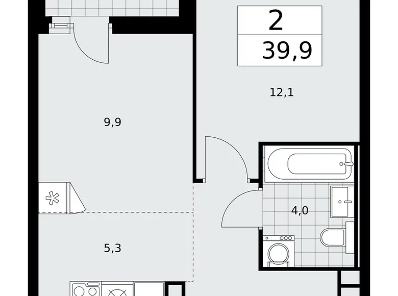 Wohnung 2 zimmer 40 m² Moskau, Russland