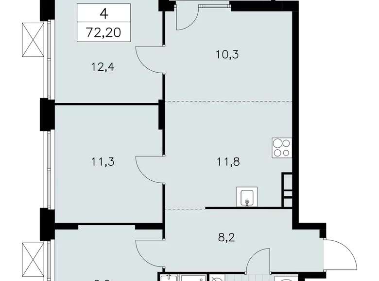 Apartamento 4 habitaciones 72 m² Moscú, Rusia