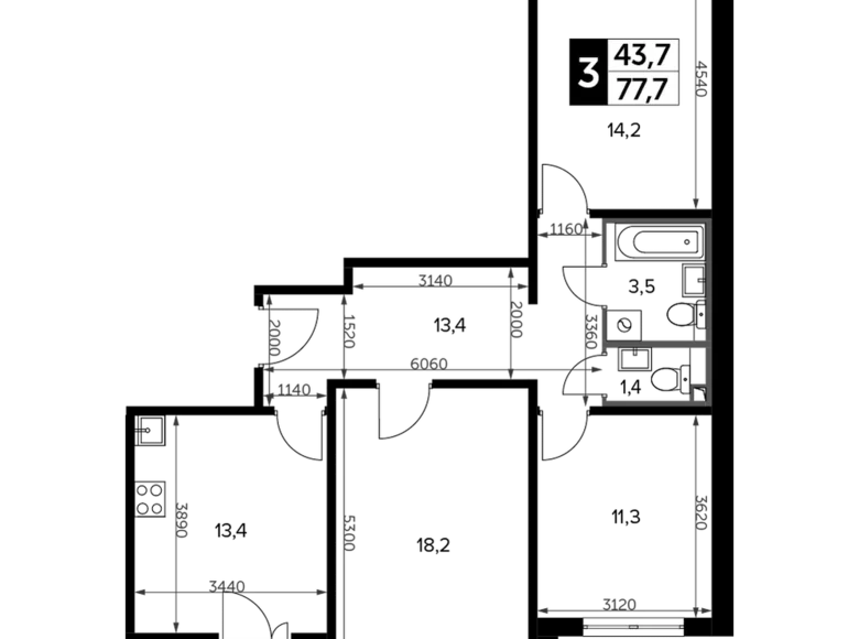 Квартира 3 комнаты 79 м² Ленинский городской округ, Россия