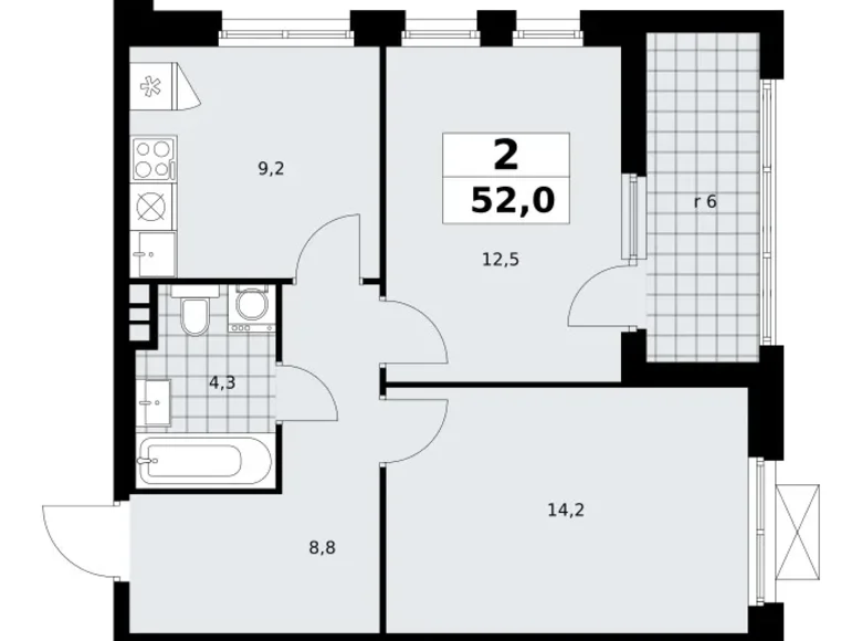 Wohnung 2 zimmer 52 m² poselenie Sosenskoe, Russland