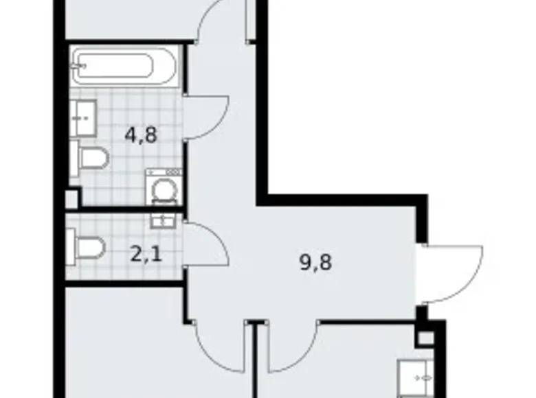 Mieszkanie 2 pokoi 57 m² Troick, Rosja