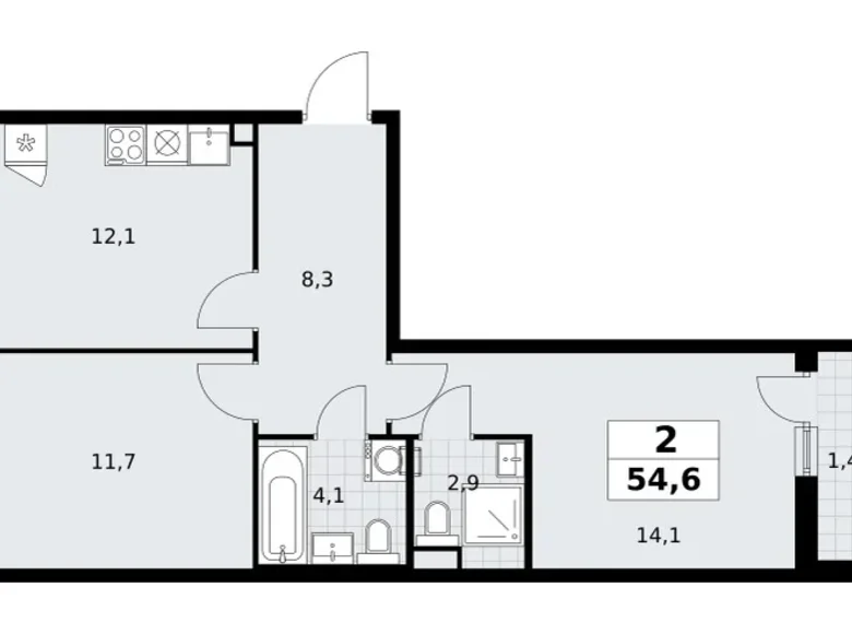 Wohnung 2 zimmer 55 m² Postnikovo, Russland