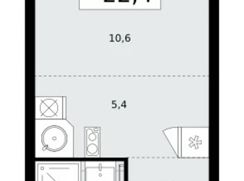 Wohnung 1 Zimmer 22 m² Moskau, Russland