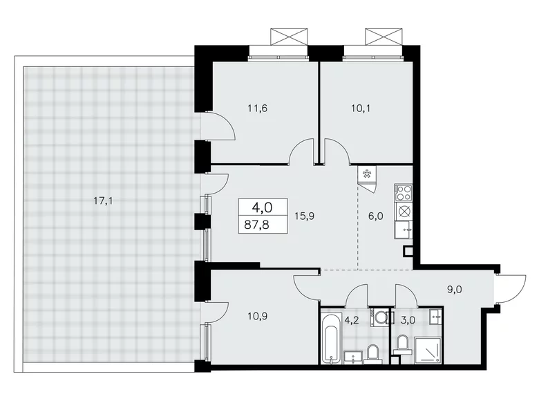 Appartement 4 chambres 88 m² poselenie Sosenskoe, Fédération de Russie