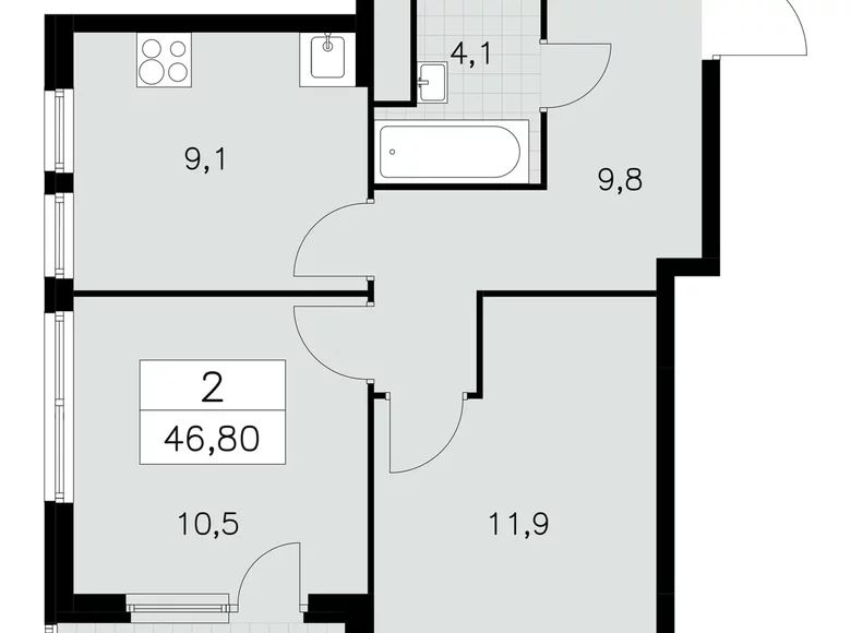 Apartamento 2 habitaciones 47 m² South-Western Administrative Okrug, Rusia