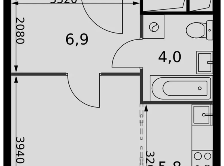 Студия 1 комната 30 м² Развилка, Россия