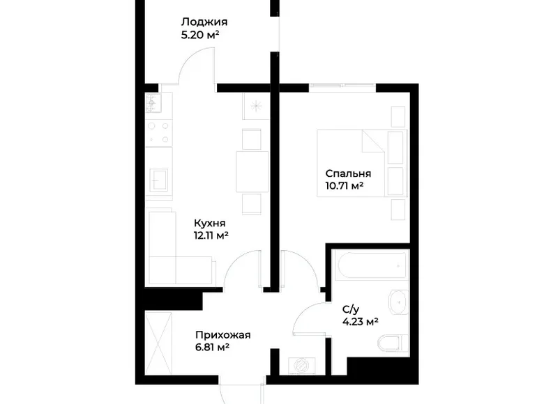 Квартира 1 комната 39 м² Шайхантаурский район, Узбекистан