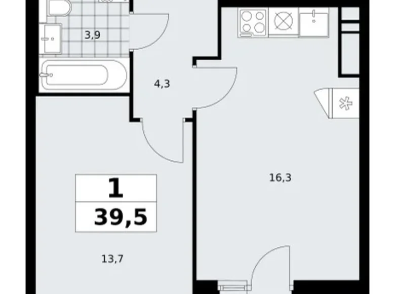 1 room apartment 40 m² poselenie Sosenskoe, Russia