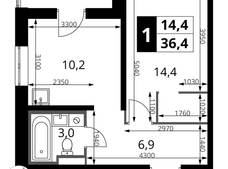 Appartement 1 chambre 36 m² Sapronovo, Russie