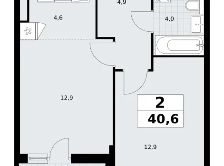 2 room apartment 41 m² Postnikovo, Russia