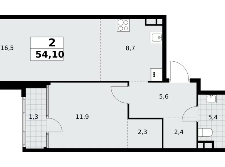 Wohnung 2 Zimmer 54 m² Nördlicher Verwaltungsbezirk, Russland