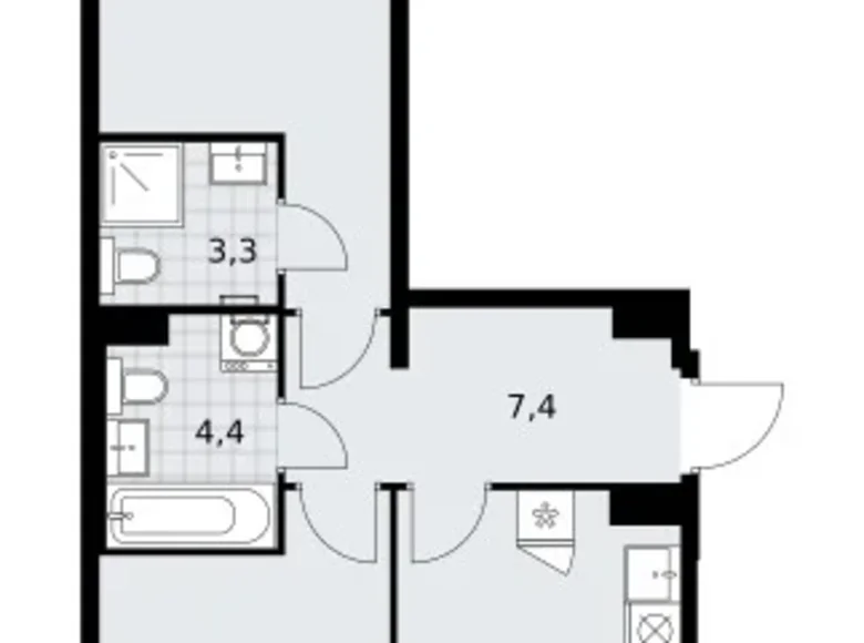 Wohnung 2 zimmer 59 m² Troizk, Russland