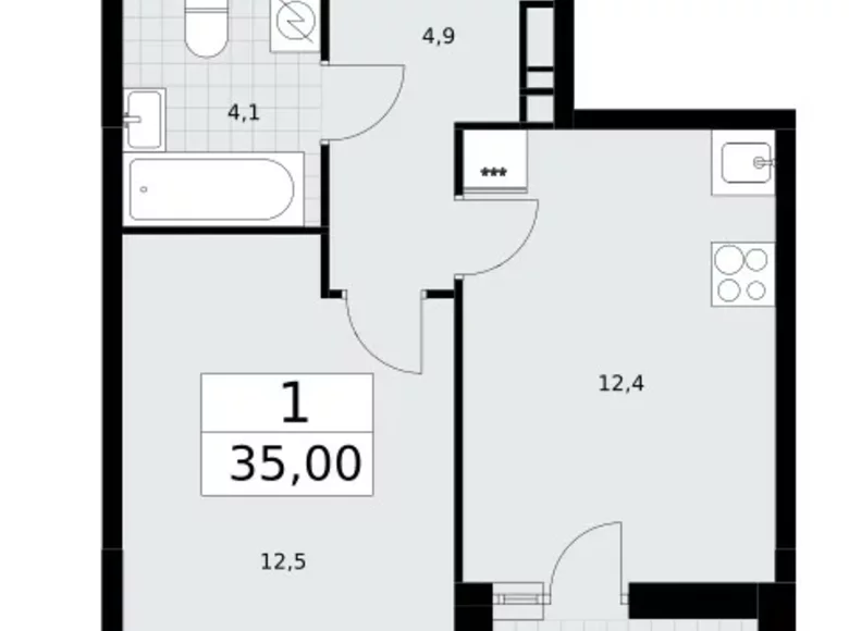 Apartamento 1 habitación 35 m² Postnikovo, Rusia