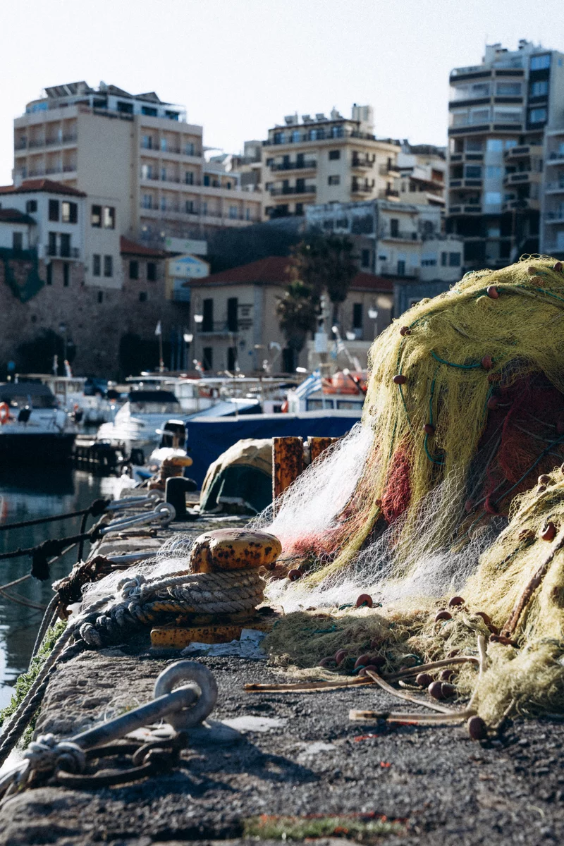 close-up of a marina in Greece