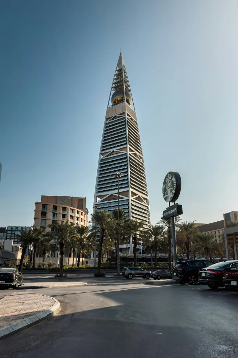 a tall Gothic building in Saudi Arabia.