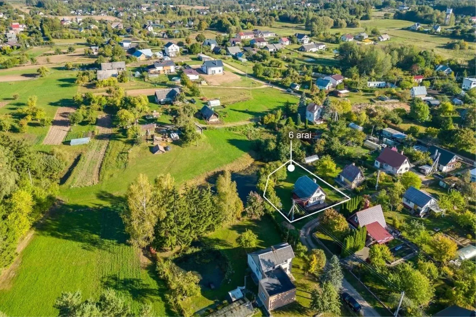 Top view of Pakonys village in Lithuania