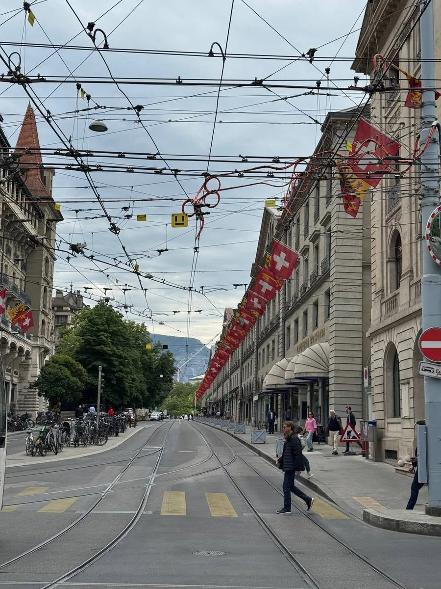 Трамвайные пути в Женеве, Швейцария