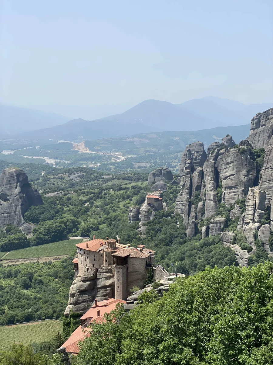 a view of the scades and a castle in Greece