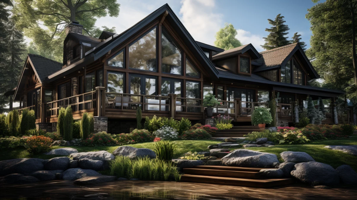 Modern rustic house in the woods (rustic)