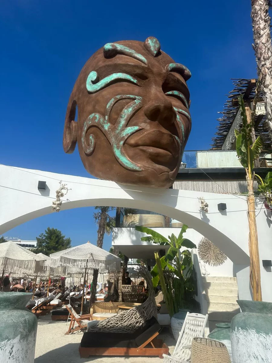 a large facial sculpture in Albania