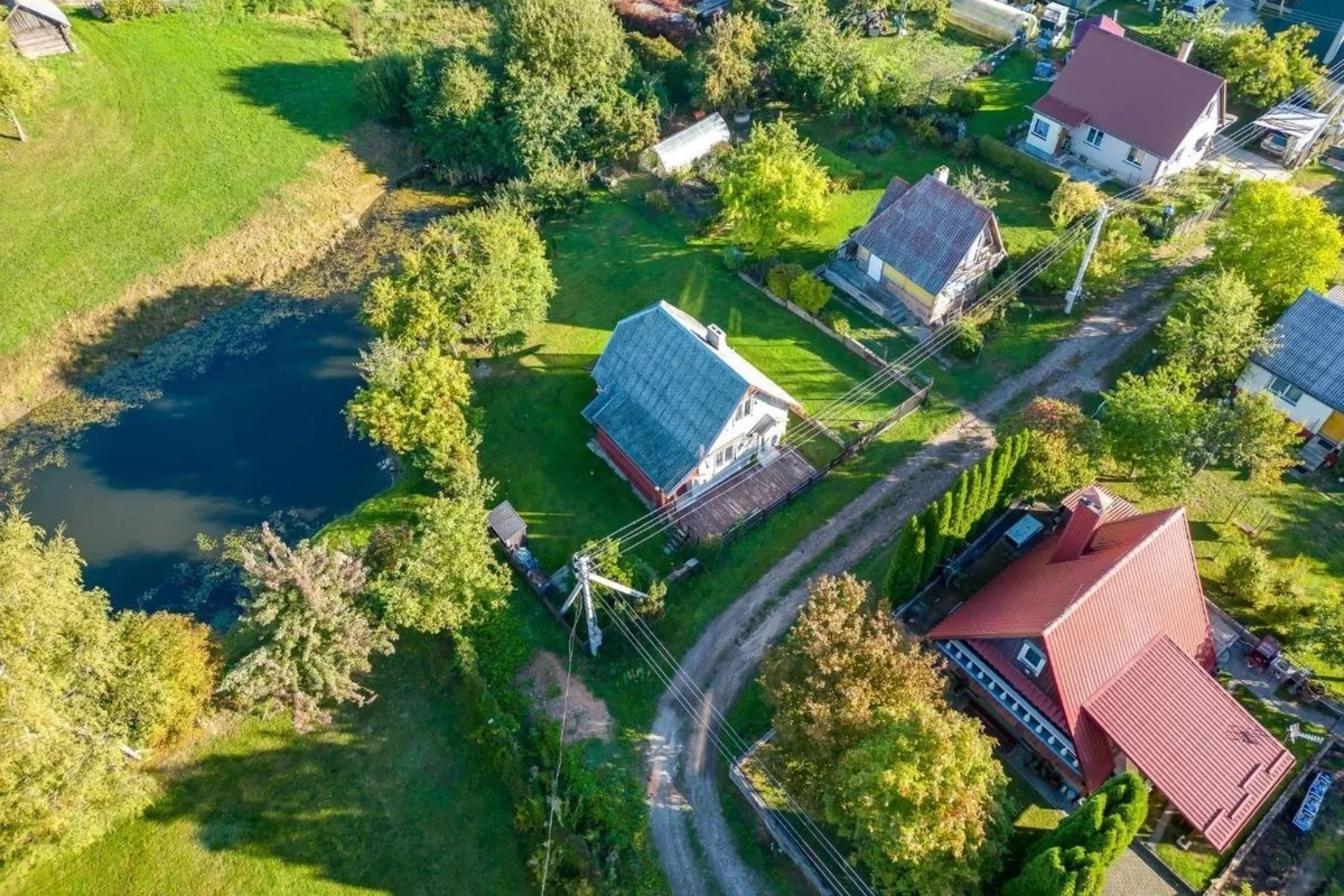 Plot with a house near Vilnius, top view