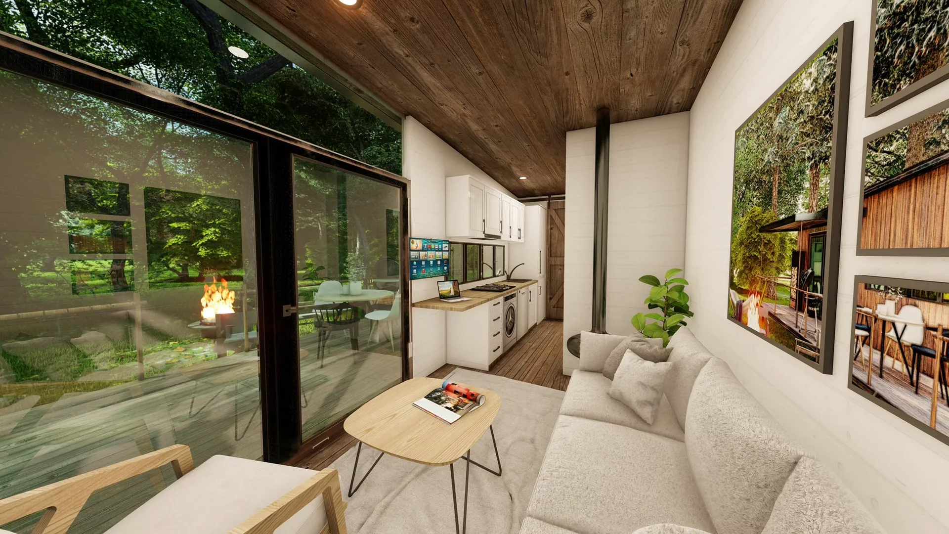 Living room of a house in Turkey with large panoramic windows