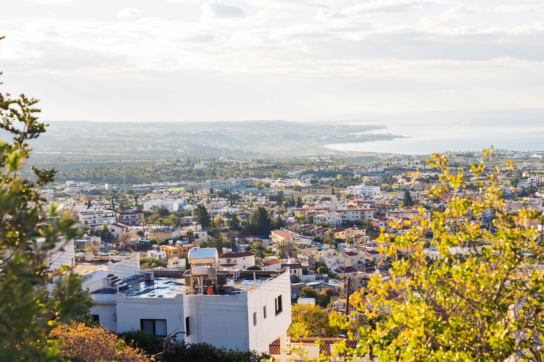 View of the roofs of houses in Cyprus