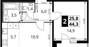 Apartamento 2 habitaciones en Leninsky District, Rusia