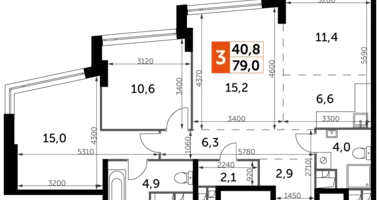 Квартира 3 комнаты в Москва, Россия