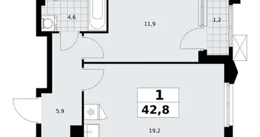 Apartamento 1 habitación en Troitsk, Rusia