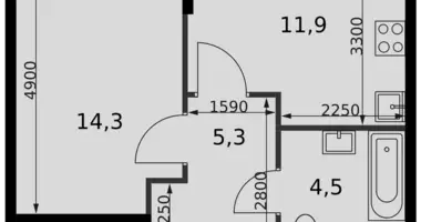 Wohnung 1 zimmer in Nordwestlicher Verwaltungsbezirk, Russland