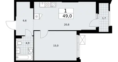 Wohnung 1 zimmer in Troizk, Russland