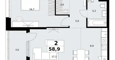 2 room apartment in Kommunarka, Russia