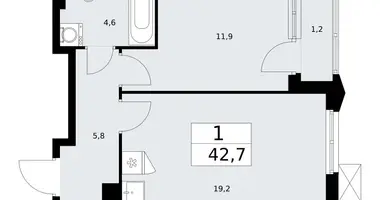 1 room apartment in Troitsk, Russia