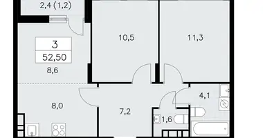 Apartamento 3 habitaciones en poselenie Sosenskoe, Rusia