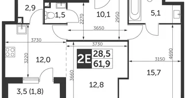 Apartamento 2 habitaciones en North-Eastern Administrative Okrug, Rusia