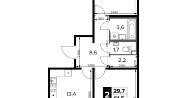 Apartamento 2 habitaciones en Jimki, Rusia