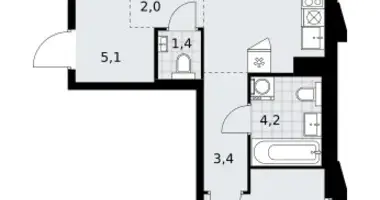Appartement 2 chambres dans Troïtsk, Russie
