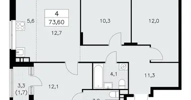 Apartamento 4 habitaciones en poselenie Sosenskoe, Rusia