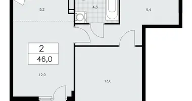 Apartamento 2 habitaciones en poselenie Sosenskoe, Rusia