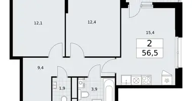 Apartamento 2 habitaciones en Vnukovo, Rusia
