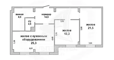 Apartamento 3 habitaciones en Pruzhany, Bielorrusia