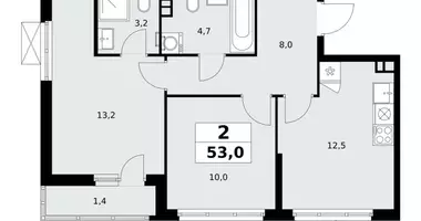 Appartement 2 chambres dans Moscou, Fédération de Russie