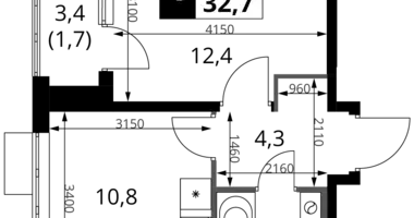 1 room apartment in Khimki, Russia