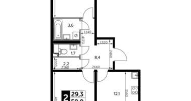 Mieszkanie 2 pokoi w Leninsky District, Rosja